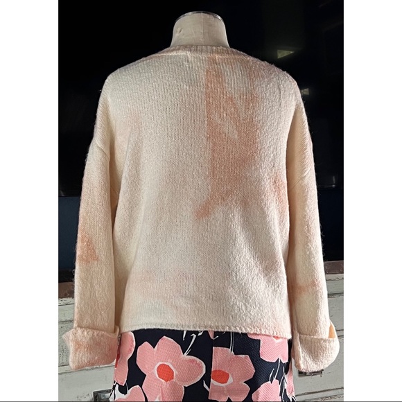 Anthropologie V-Neck Tie Dye Cream Pink Pullover Sweater S - Picture 9 of 14